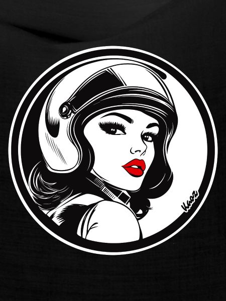 Retro Chic Racer Frau mit Helm