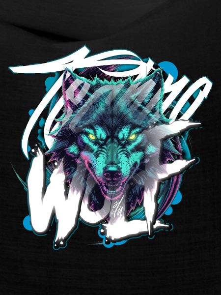 Neon Techno Wolf Head–Rave Wolf