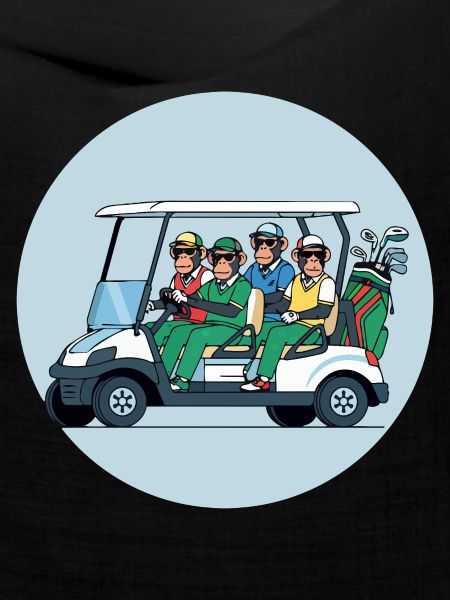 Golftruppe im Golfwagen
