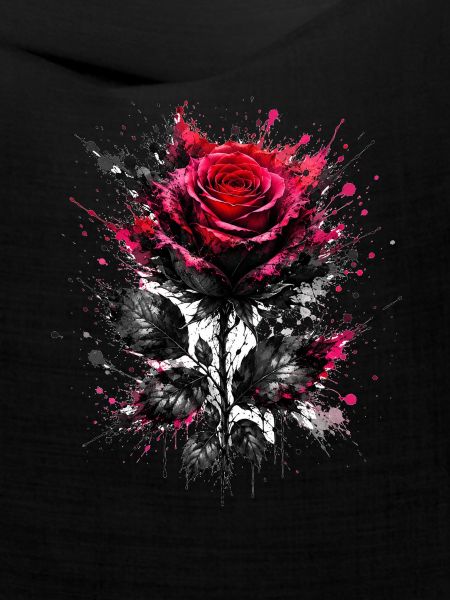 Rote Rose mit Tinten-Spritzern