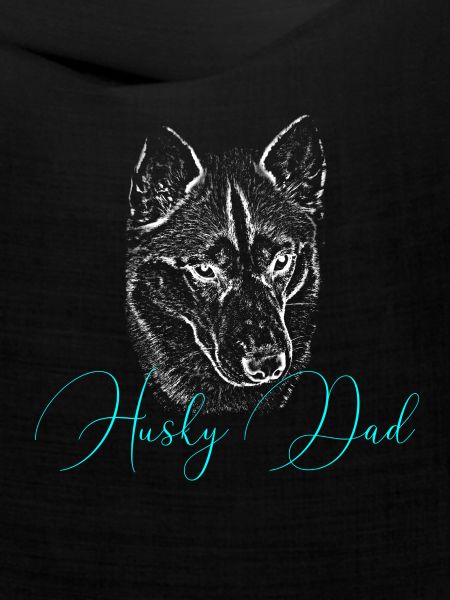 Husky Dad Silhouette Neon Script