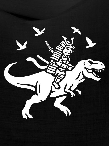Samurai Katze reitet Dinosaurier