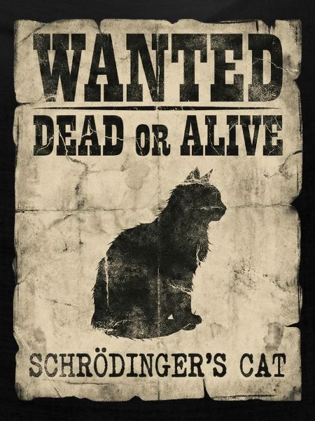Schrödingers Katze gesucht Tot-oder-lebendig Physik-Wortspiel