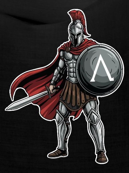 Hoplitisches Spartanisches Lambda-Schild-Schwert-Maskottchen