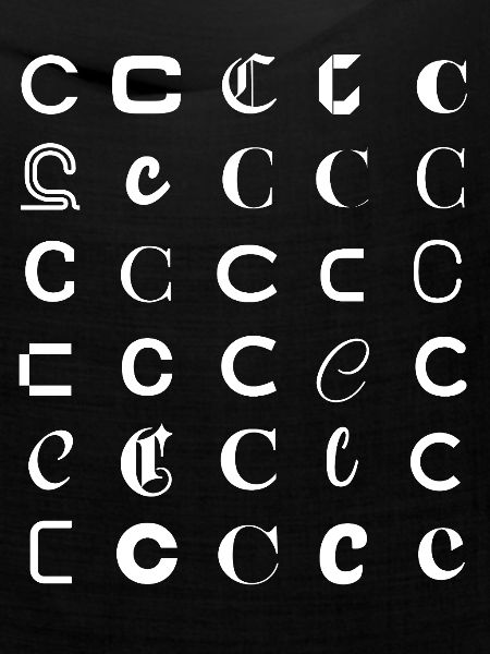 Typografie C-Glyphen-Monogramm-Satz