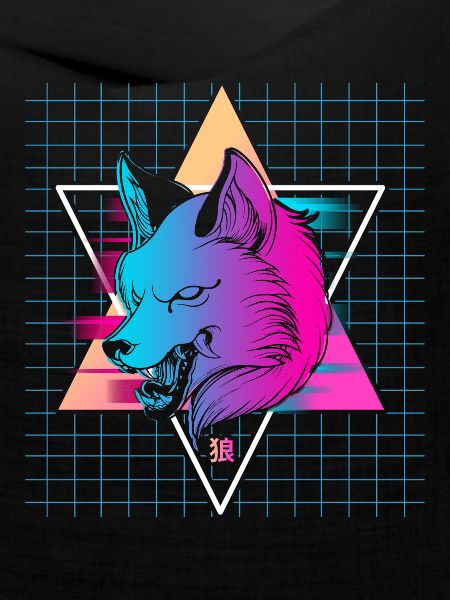 Japan Vaporwave Wolf