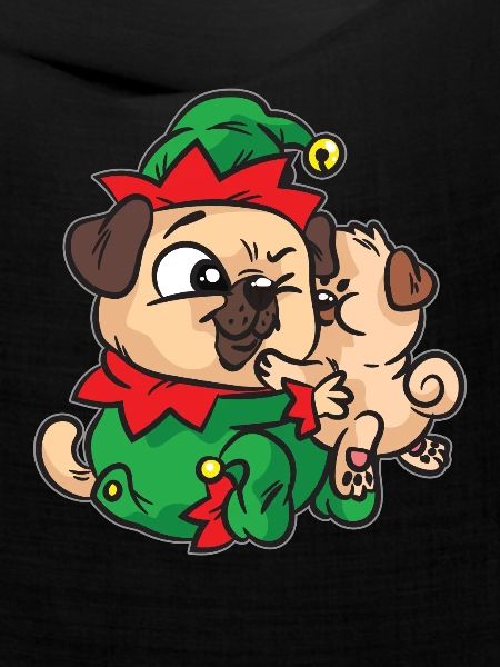 Elf Mops kuscheln Weihnachtskleid