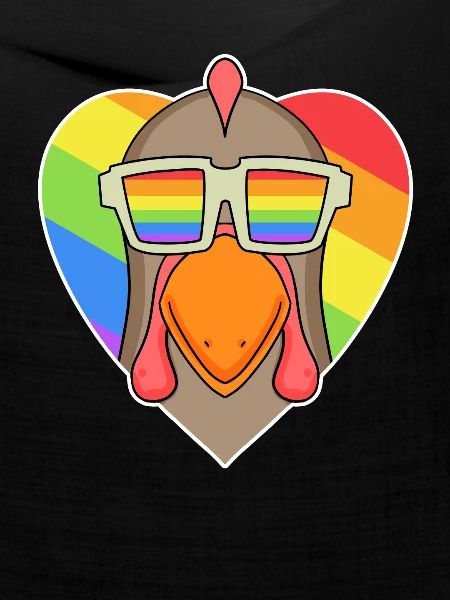 Regenbogen - Huhn mit Brille