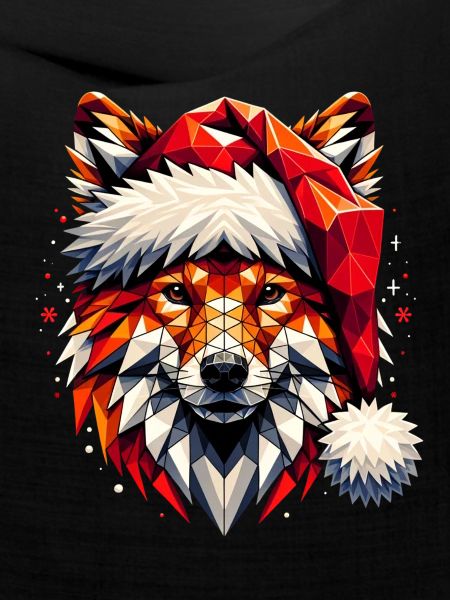 Polygon Kunst - Fuchs mit Weihnachtsmütze