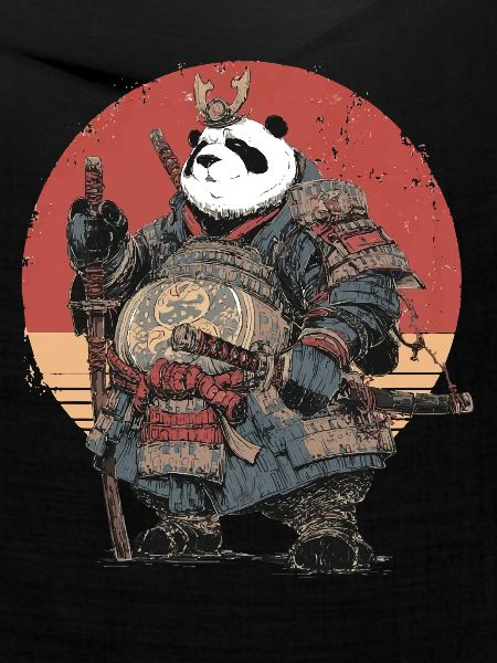 Panda-Samurai in robuster Rüstung
