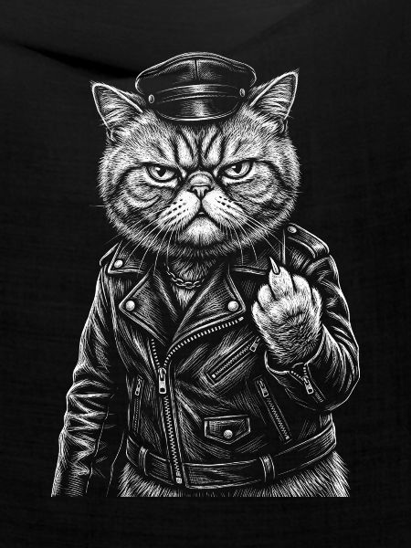 Grimmiger Katzen-Bikerlook