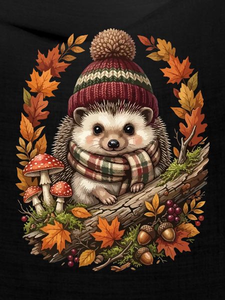 Herbstlicher Igel im Herbstlaub