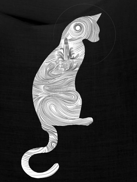 Abstrakte Katze mit spiralförmigem Muster
