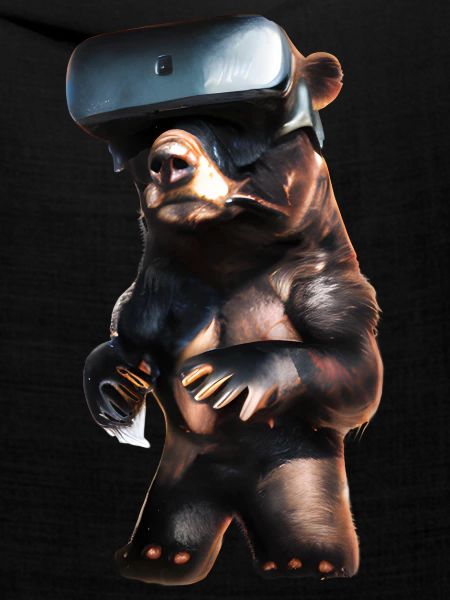 Bär mit Virtual Reality Headset