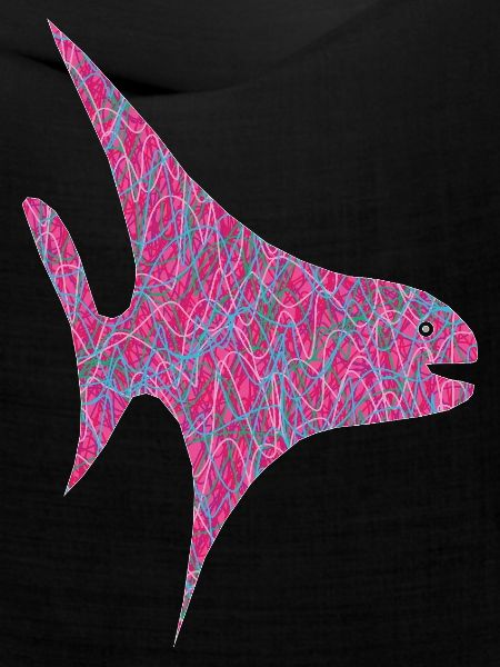Neon Scribble Fisch Muster