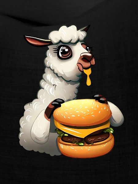 Cheeseburger essendes Lama