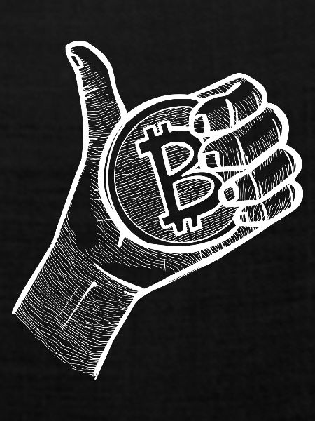 Bitcoin Daumen hoch Hand