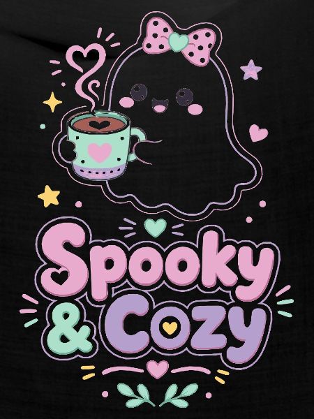 Spooky & Cozy Geist mit Kaffee