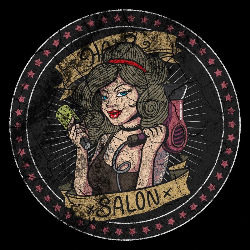 Salon de coiffure Coiffeuse amicale sèche-cheveux