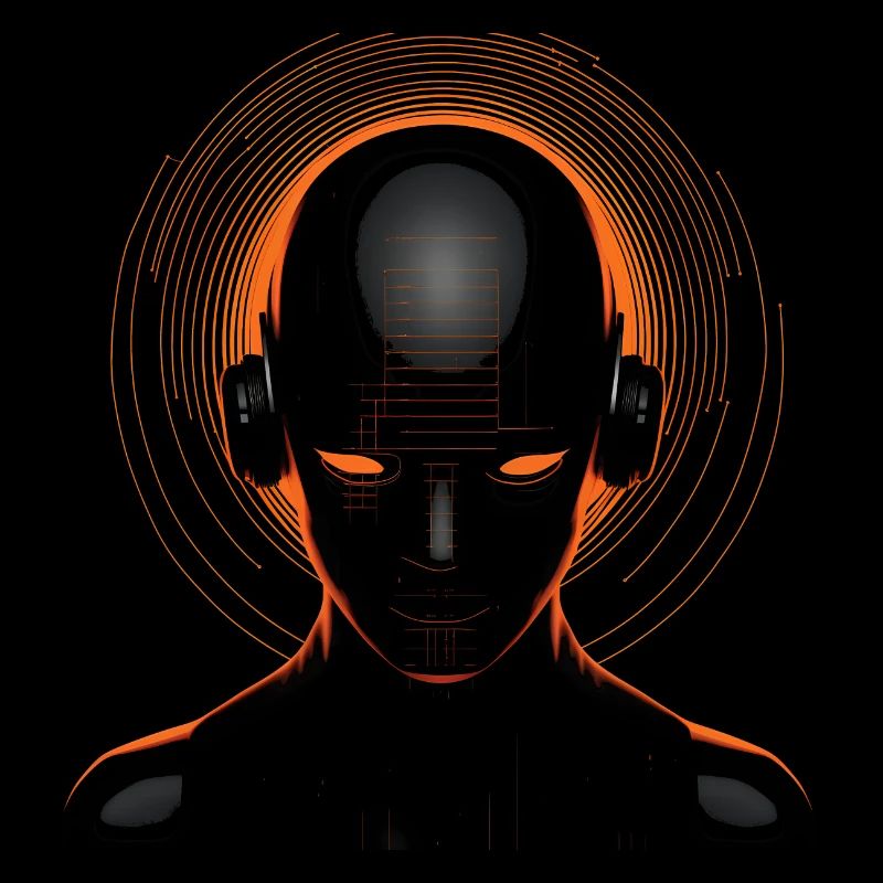 Futuristic Techno Cyborg - Retro orange