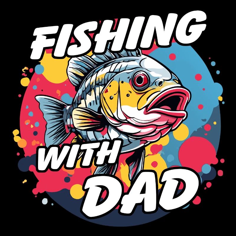 Pêche avec papa avec un design de poisson coloré