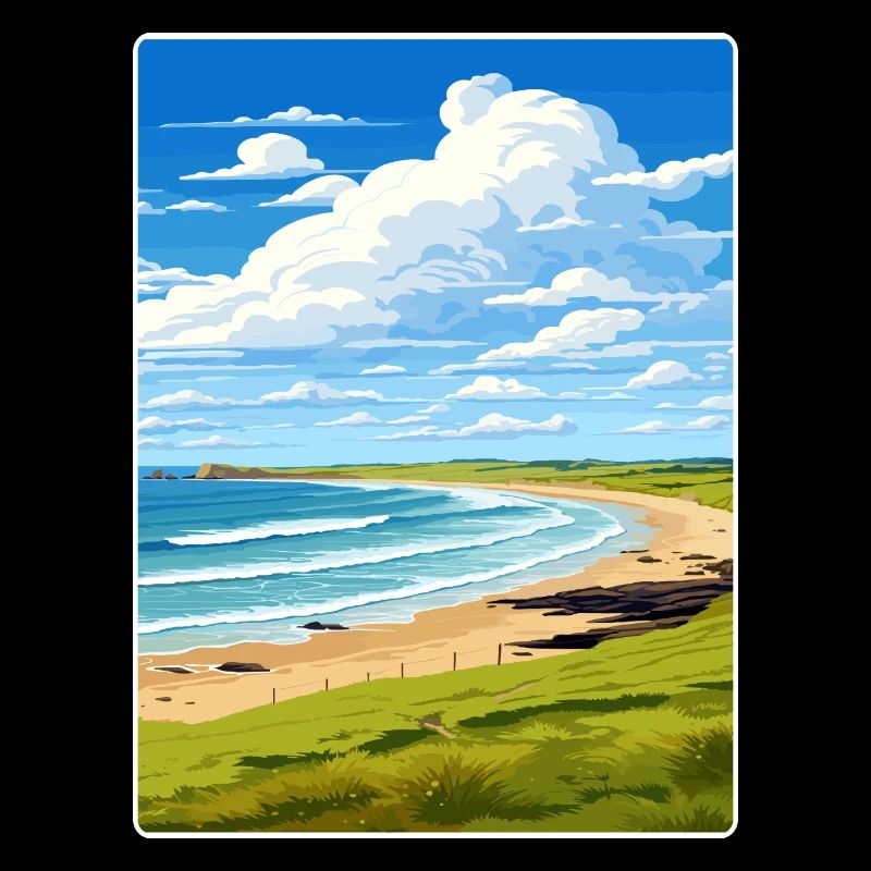 Constantine Bay, Cornouailles, Angleterre, Affiche de voyage, WPA