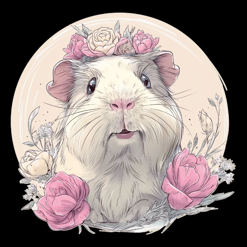 Cochon d’Inde avec des fleurs