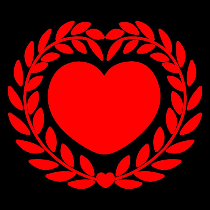 Herz im Lorbeerkranz rot