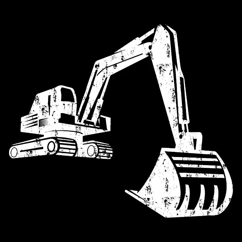 Excavator Silhouette Construction Worker Grunge Design