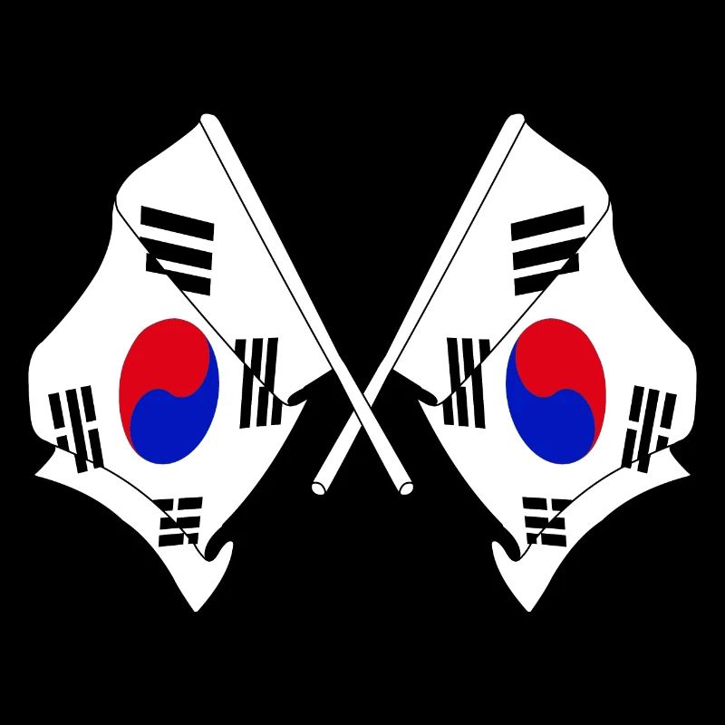 Deux drapeaux croisés de la Corée du Sud