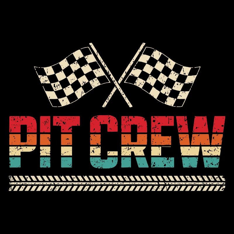Pit Crew Équipe de Course Automobile Vintage
