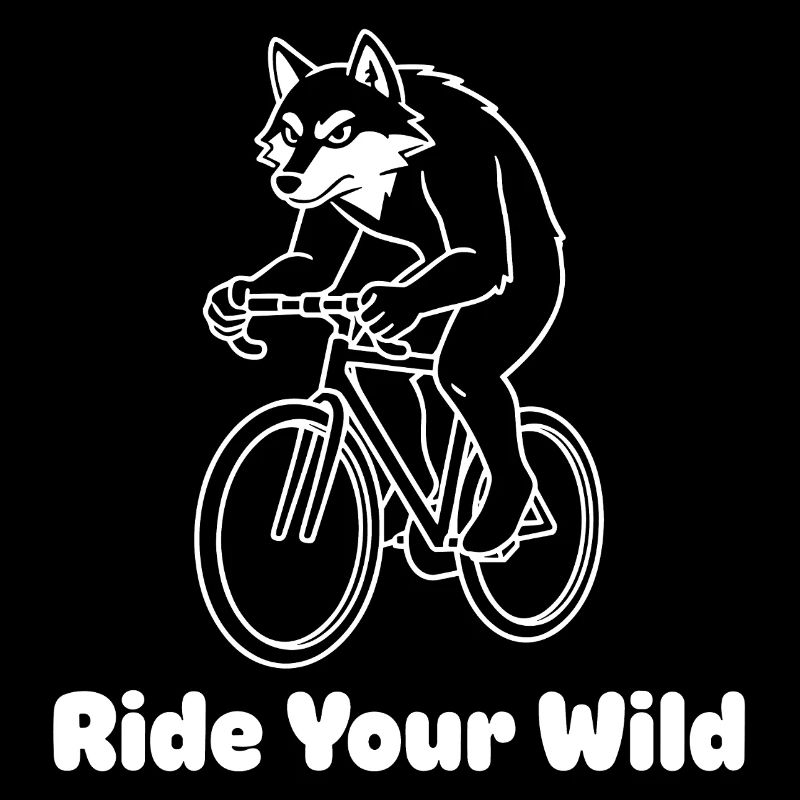 Wolf cyclist on bicycle