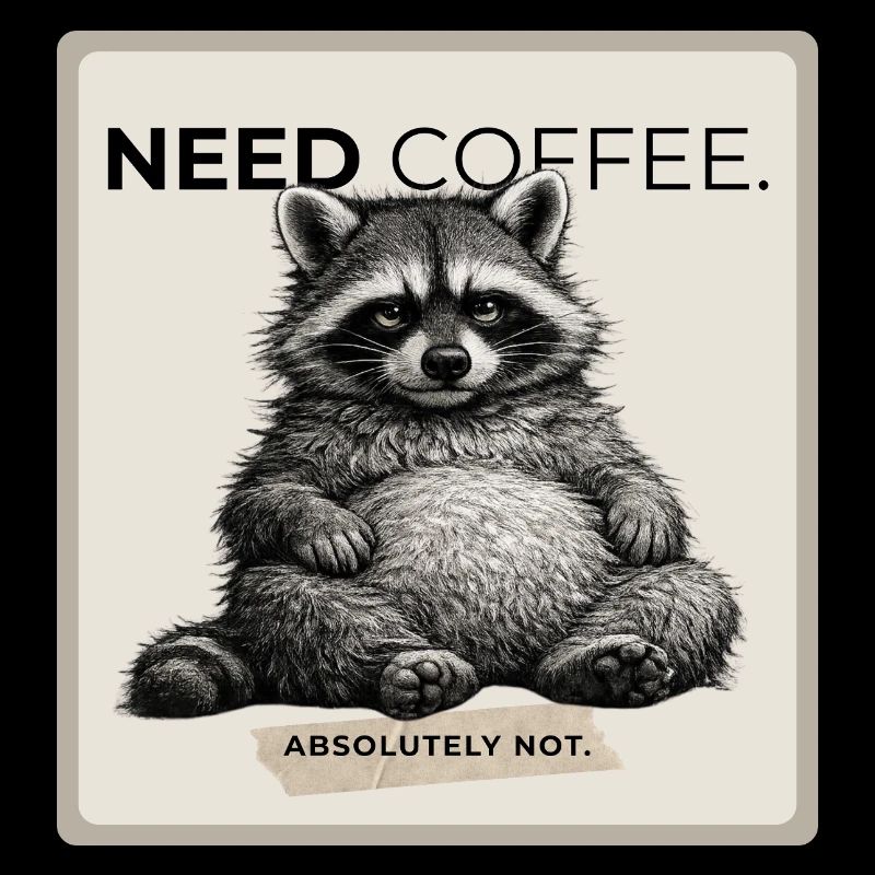Need Coffee Lazy Raccoon Meme