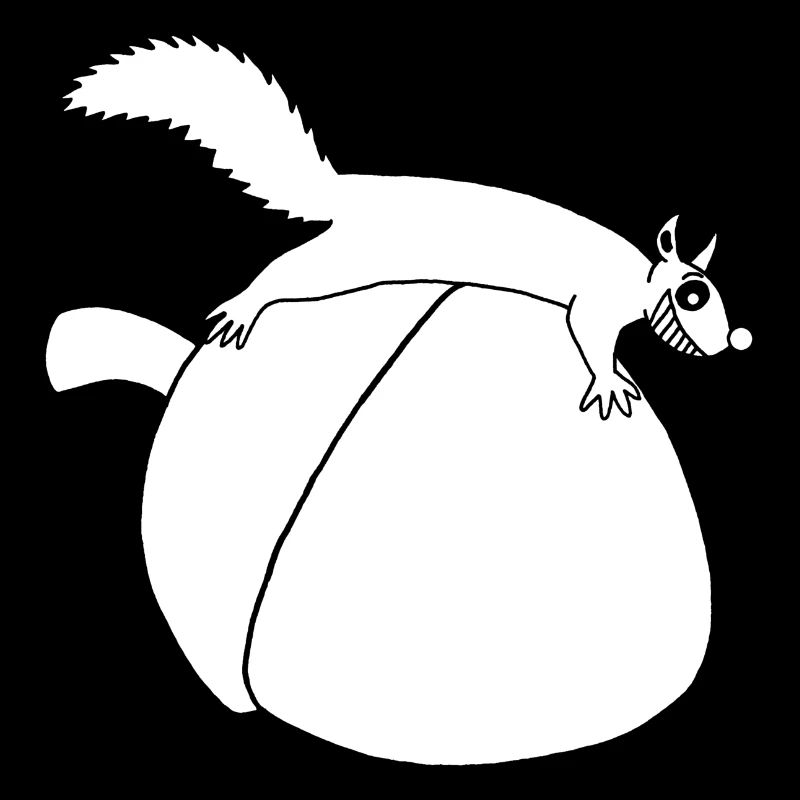 The squirrel against the glans (white)