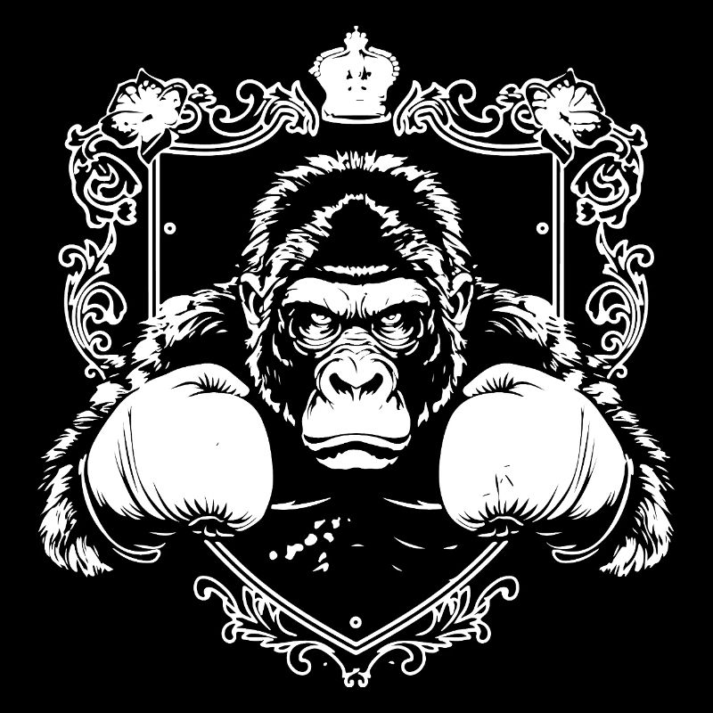 Starker Gorilla mit Kampfhandschuhen