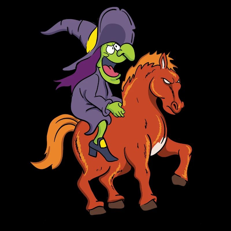 Sorcière Halloween avec cheval