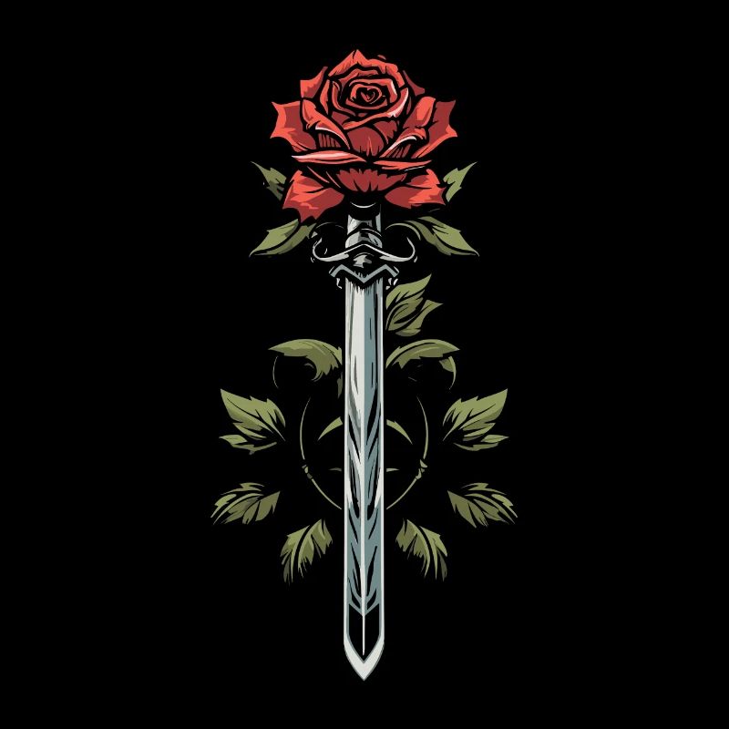 Épée Goth Rose rouge
