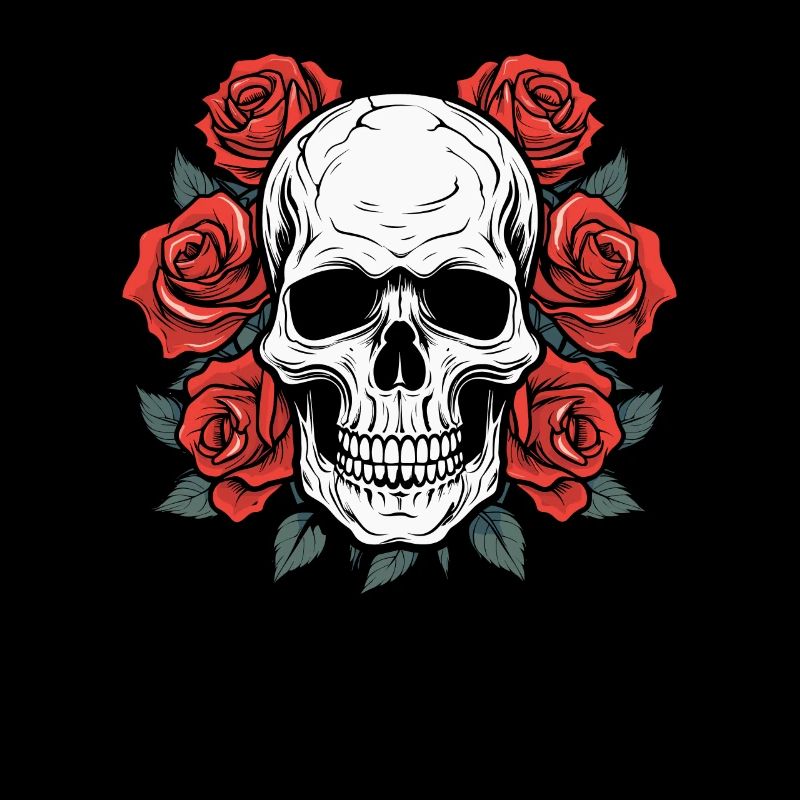 Rote Rose Goth Schädel