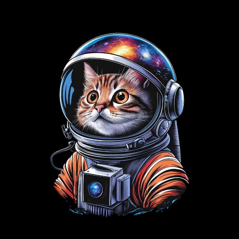 Un astronaute chat galactique explore l’espace