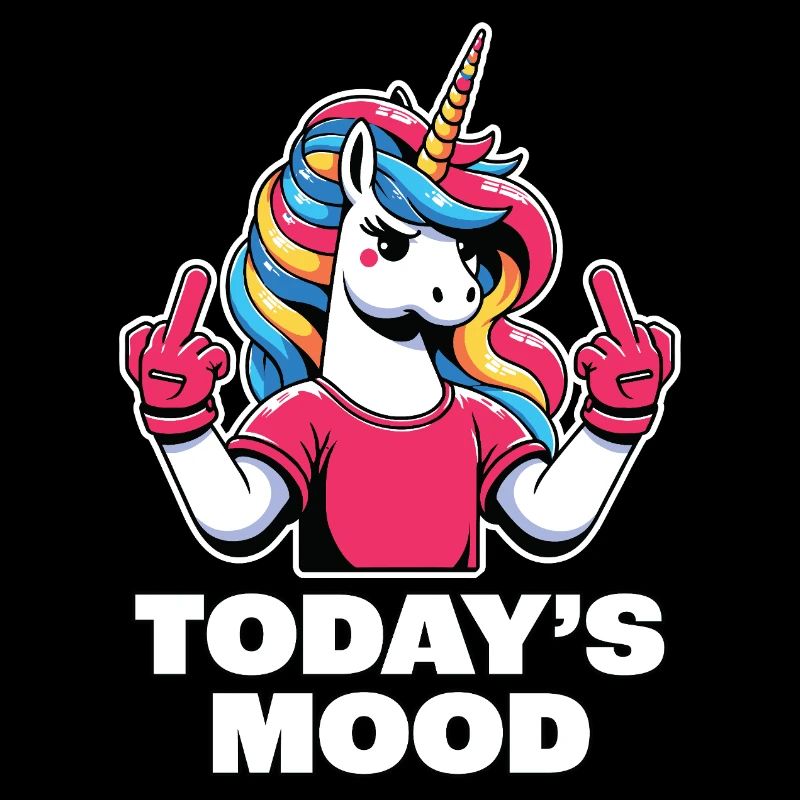 Unicorn Rainbow Mane Today Whimsy Middle Finger