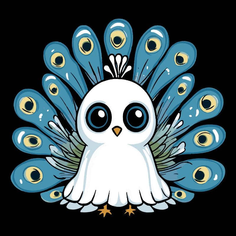 Peacock Bird Halloween Comic Ghost
