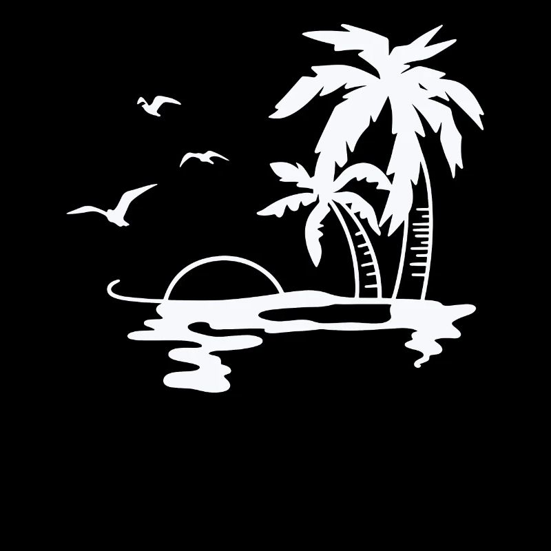 Digital drawing beach with palm trees