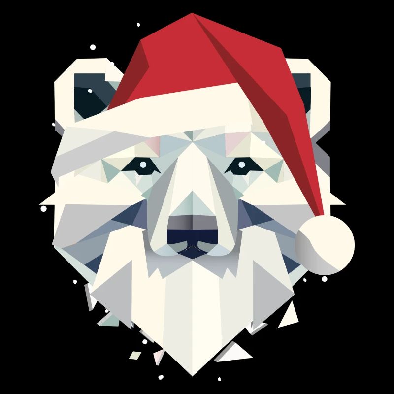 Weihnachts-Eisbär mit Santa Mütze und Bart