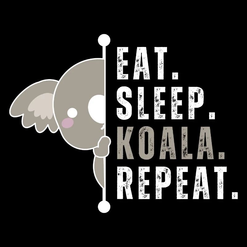 Eat Sleep Koala Repead White