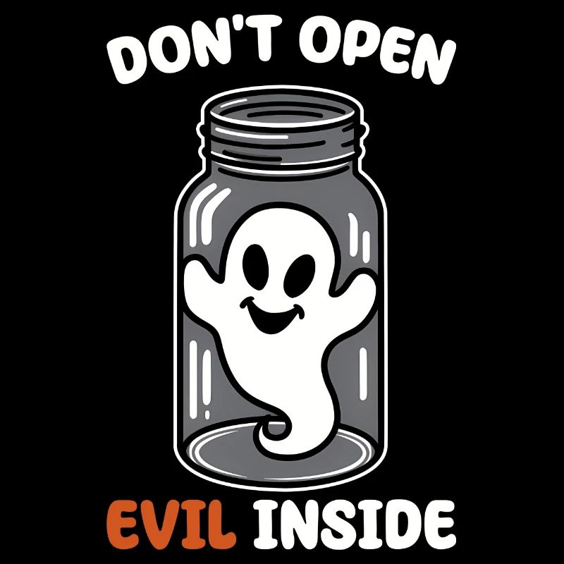 Don't open it – evil in it! Funny ghost design