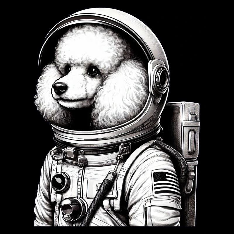 Caniche astronaute dans l’espace émerveillé