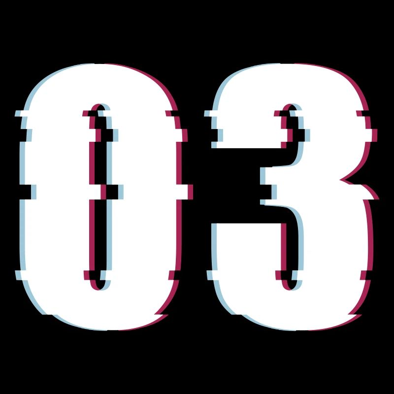 Three 3 Three 03 Number Effect Distorted Number