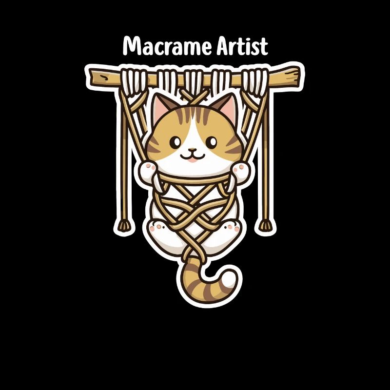 Drôle de macramé chat artiste macramé