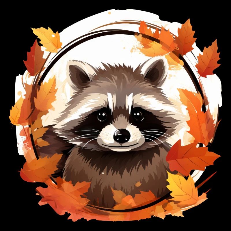 Herbstlicher Waschbär: Zwischen den Blättern