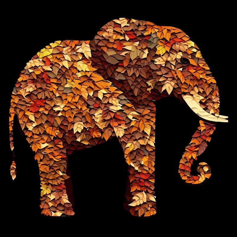 Éléphant d’Afrique en automne: feuillage panaché et
